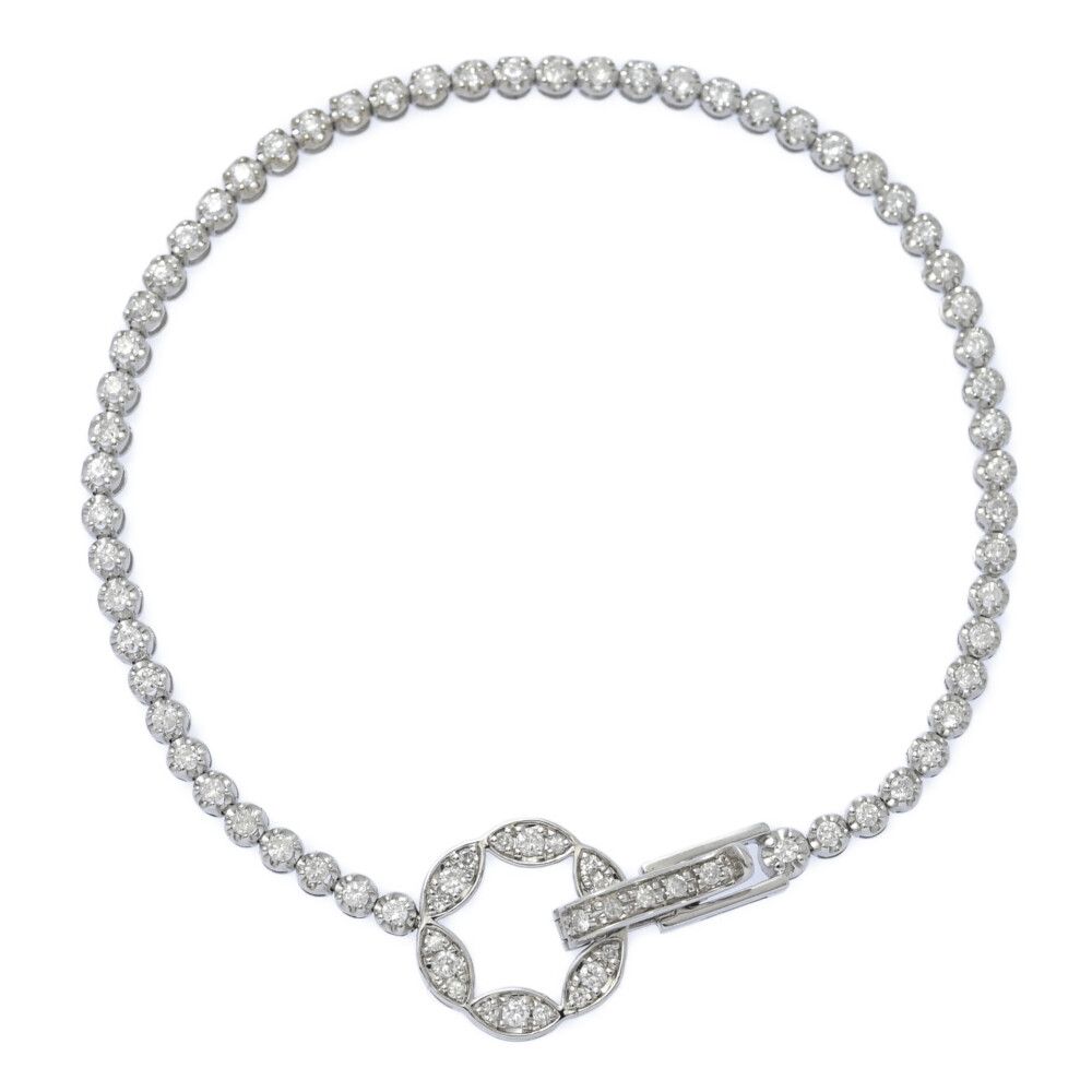 1ct/フラワーモチーフ テニスセッティング ダイヤモンド ブレスレット