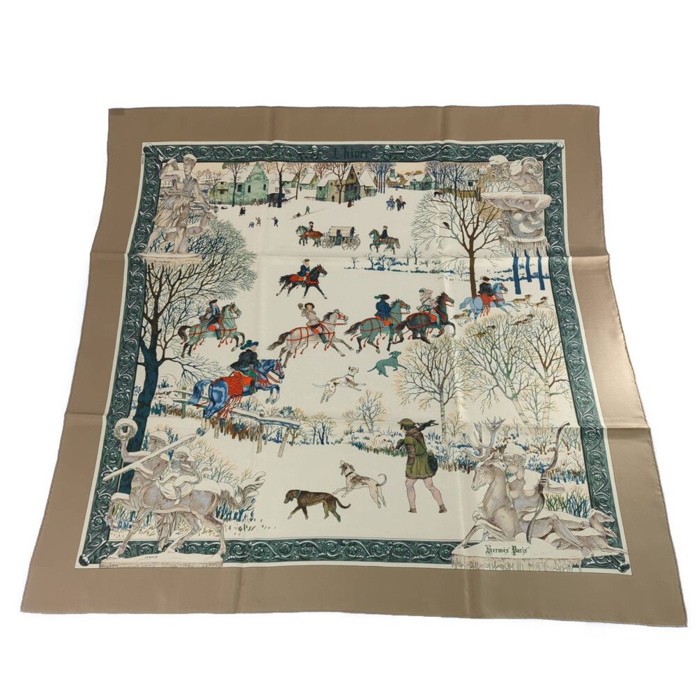 エルメス カレ90 L'HIVER 冬の狩猟 シルク HERMES エルメス カレ90・Lhiver・L'hiver 冬の狩猟 シルク スカーフ