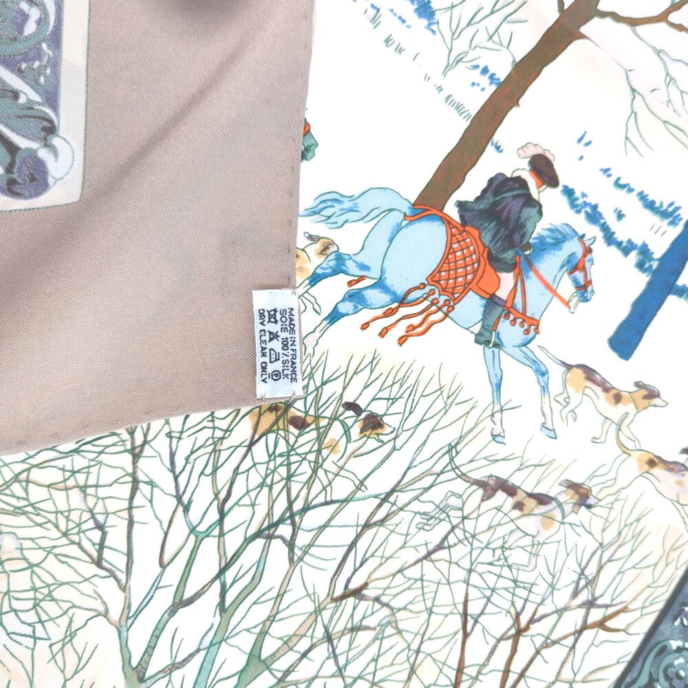 HERMES エルメス カレ90・Lhiver・L'hiver 冬の狩猟 シルク スカーフ