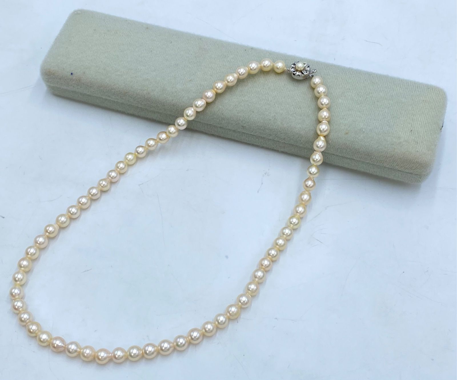 真珠 パール ネックレス 7 mm 48.5㎝ シルバー金具