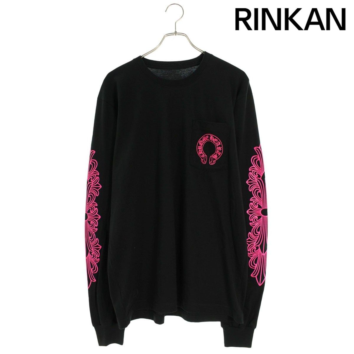 【新作】M クロムハーツ　袖フローラル　バックホースシュー　長袖　ピンク　未使用 クロムハーツ CH L/S/1 袖フローラルバックホースシュープリント長袖
