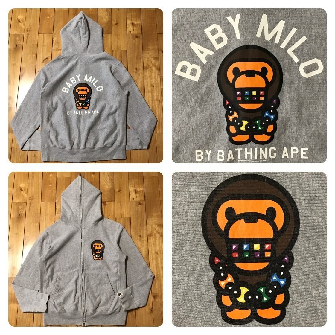 マイロ フルジップ パーカー Sサイズ グレー a bathing ape BAPE BABY