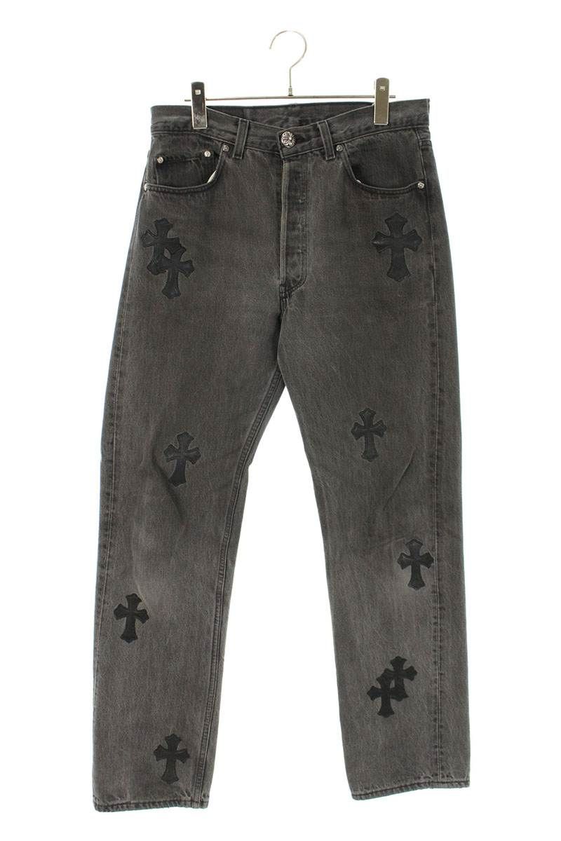 クロムハーツ U VNTG JEAN BLK RED TAB クロスパッチ付き501デニム
