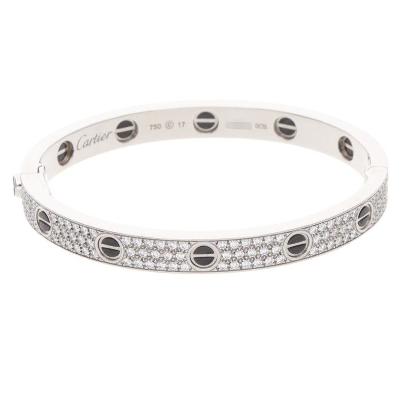 カルティエ LOVE BRACELET ラブブレス K18WG セラミック PAVEダイヤ