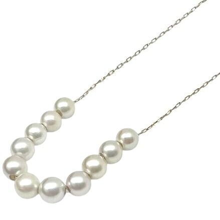 中古　agete　18金ベビーパールネックレス K18YG パールネックレス 11連 パール 真珠 ベビーパール ネックレス