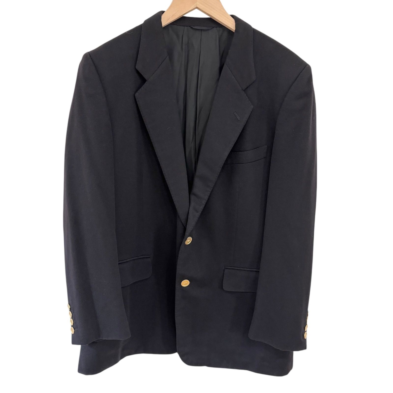 クリスチャンディオール テーラードジャケット 黒 M カシミヤ 金釦 CD釦 クリスチャンディオール テーラードジャケット 黒 M カシミヤ