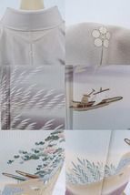 ✾まめ藤✾正絹 着物 作家物落款 比翼付き 松や竹で賑わう家をあとにして漁へ ”色留袖 E-98 色留袖 着物 着物 浴衣