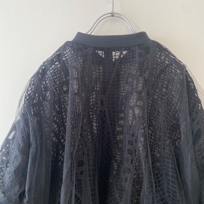 AULA AILA アウラアイラ レースチュールレイヤードブルゾン ブラック