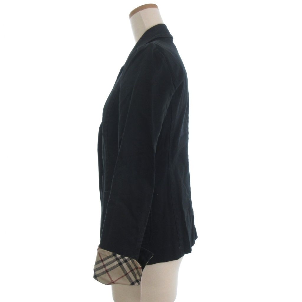 パル！Burberry ブルーレーベル フリルジャケット 36 黒 バーバリーブルーレーベル Aライン コート フリル ノバチェック