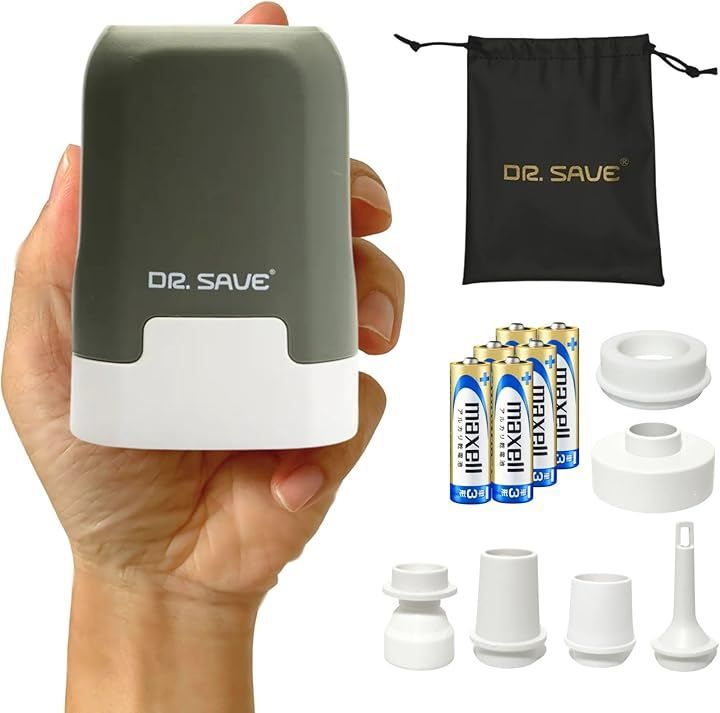 DR. SAVE DR.SAVE 乾電池式圧縮エアポンプ MAGIC 旅行 寝具 アウトドア 2in1で空気抜き・入れ 大風量300L/min アルカリ乾電池６本付属 (オリーブグリーン)