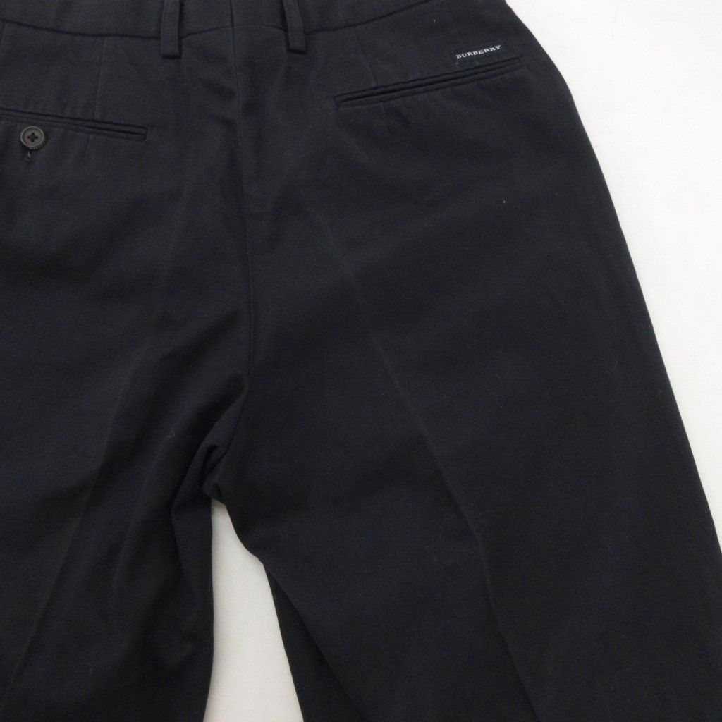 バーバリー BURBERRY パンツ スラックス 79 タック コットン 紺