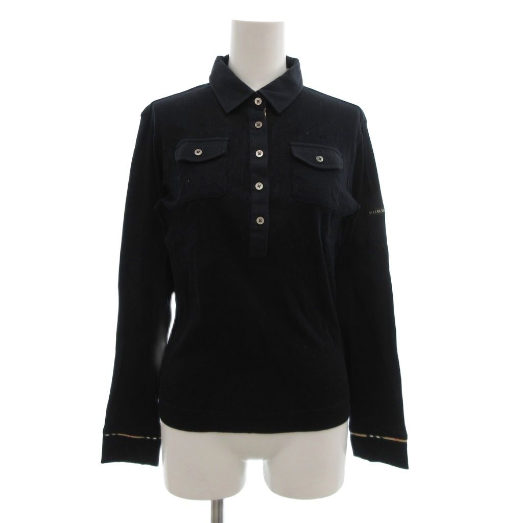 【美品】バーバリー　ゴルフ　ポロシャツ　ノバチェック　綿　100% L バーバリーゴルフ BURBERRY GOLF ポロシャツ M 長袖 リブ 胸ポケット