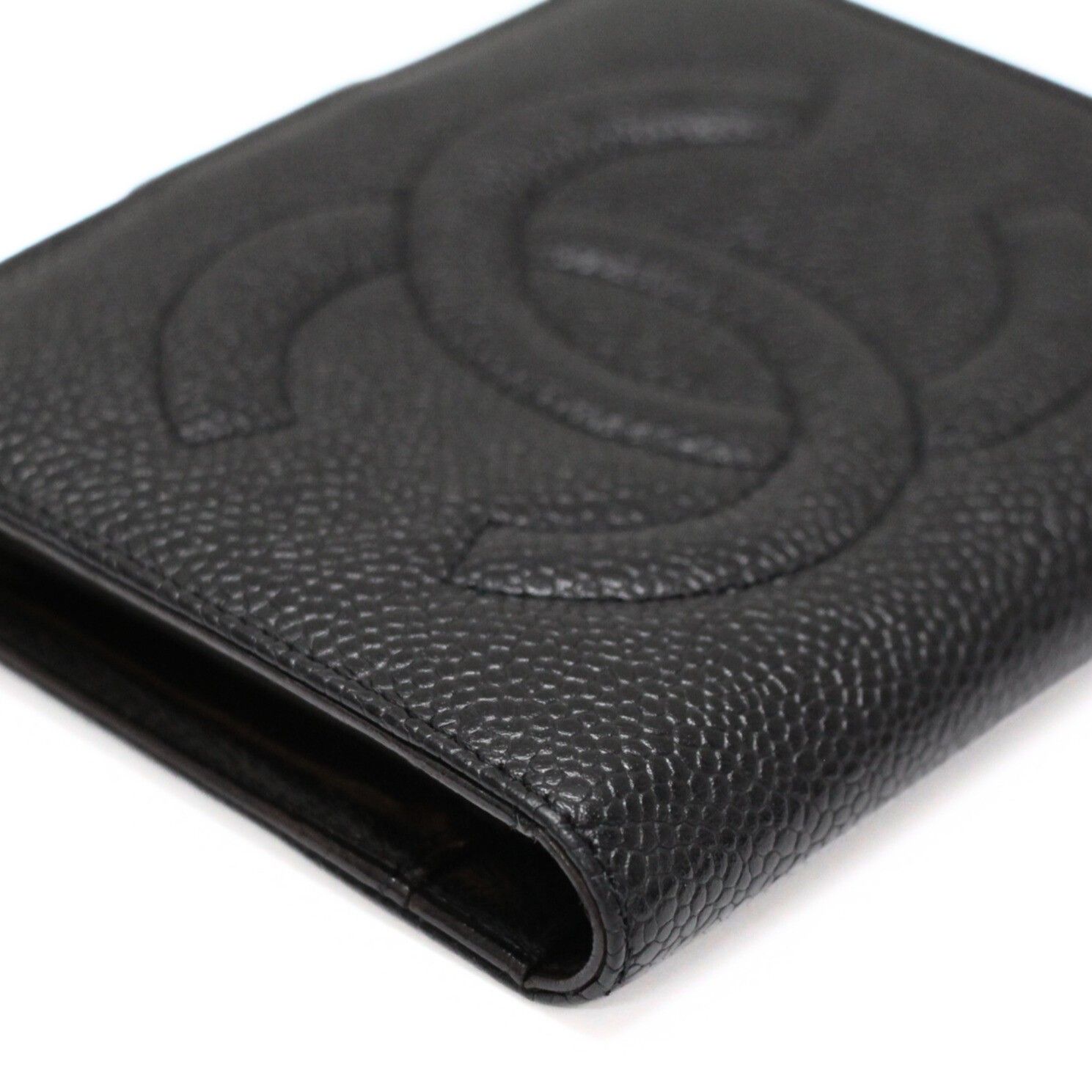 シャネル CHANEL ココマーク がま口 二つ折りコンパクト財布 キャビア