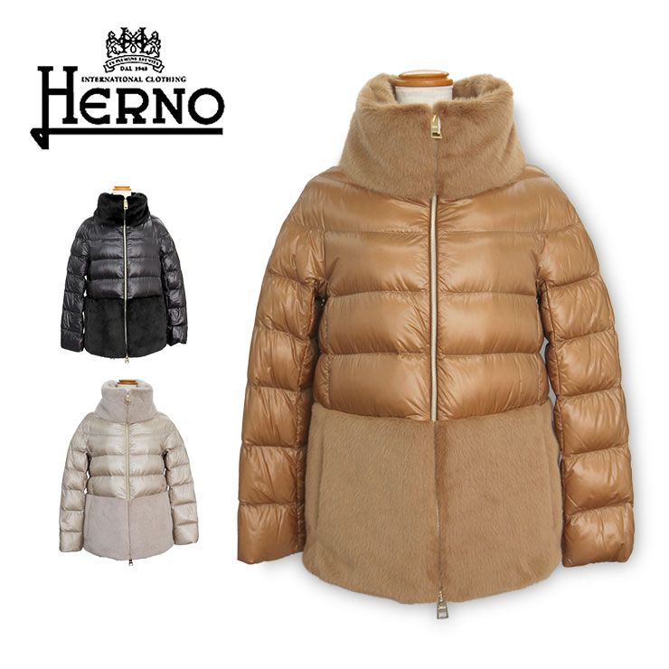 HERNO【ヘルノ】レディース ダウンジャケット フェイクファー ハイネック PI001933D 9300-BLACK - メルカリ