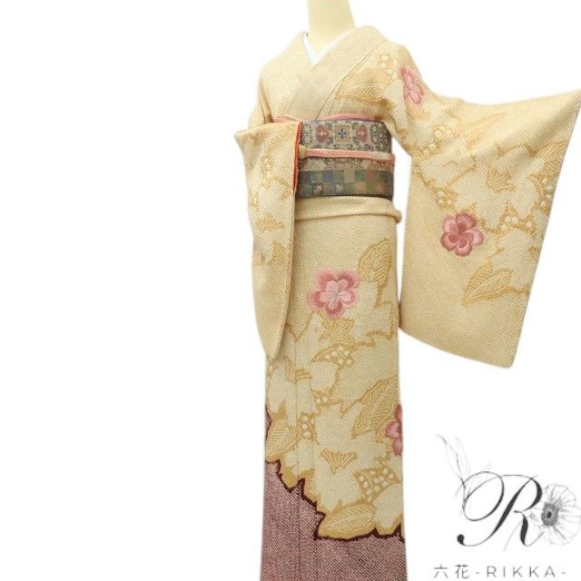 六花-RIKKA- 美品 正絹 総絞り 刺繍 三越謹製❀迫力の中の花❀訪問着