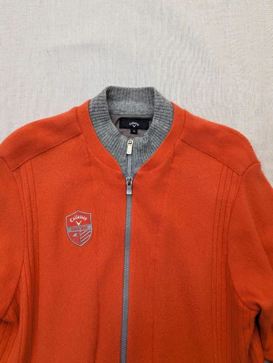 Callaway キャロウェイ オレンジ色 ニット ジップアップ ジャケット L