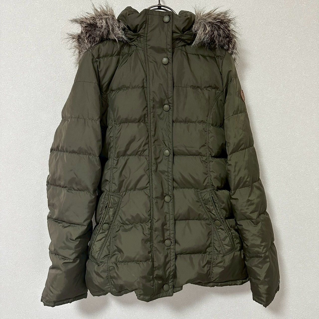 TOMMY HILFIGER ダウンジャケット カーキ S カジュアル ファー フード 