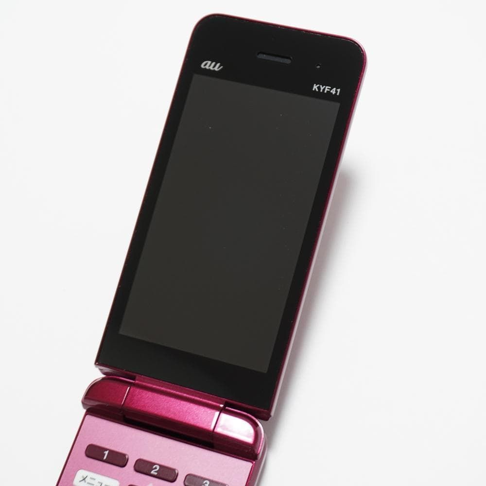 au かんたん携帯 KYF41 ワインレッド 京セラ ガラホ 純正SD付き
