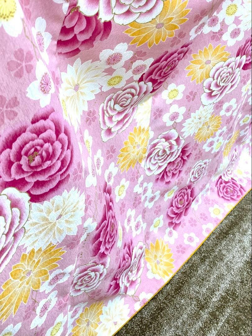 二尺袖 ポリエステル着物 金彩 紋意匠 牡丹 袴向き MOP566 - メルカリ