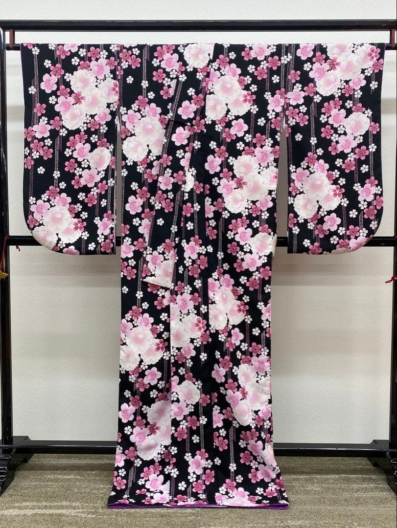 二尺袖 ポリエステル着物 注文 紋意匠 桜 袴向き MOP565