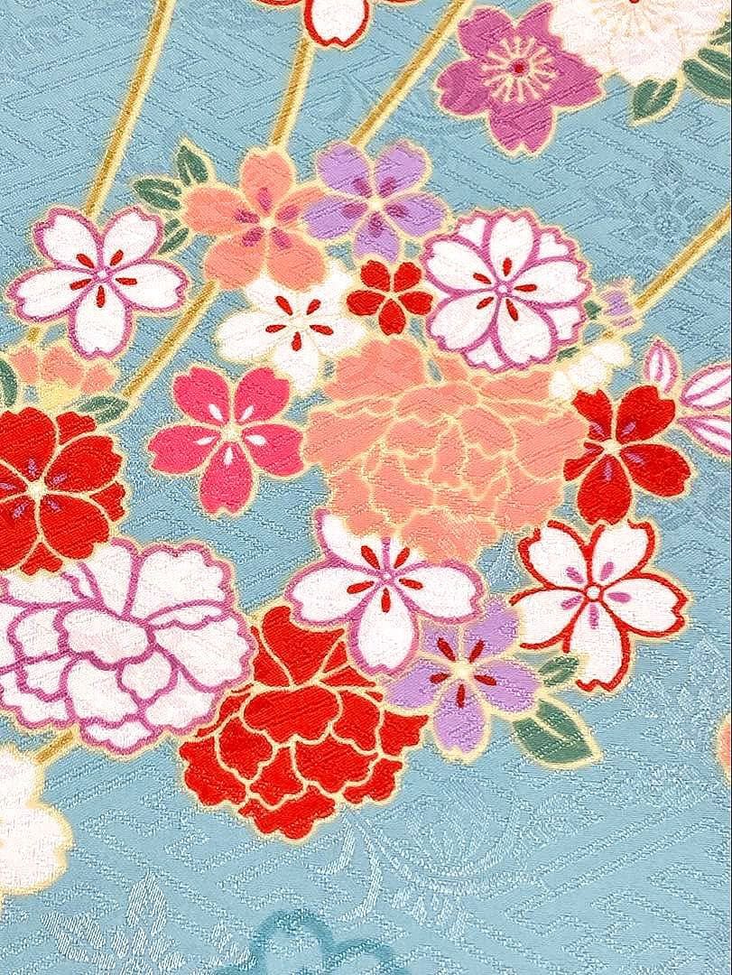2尺袖 ポリエステル着物 紋意匠 桜 袴向き 二尺袖 ポリエステル着物 紋意匠 桜 袴向き MOP563 - メルカリ