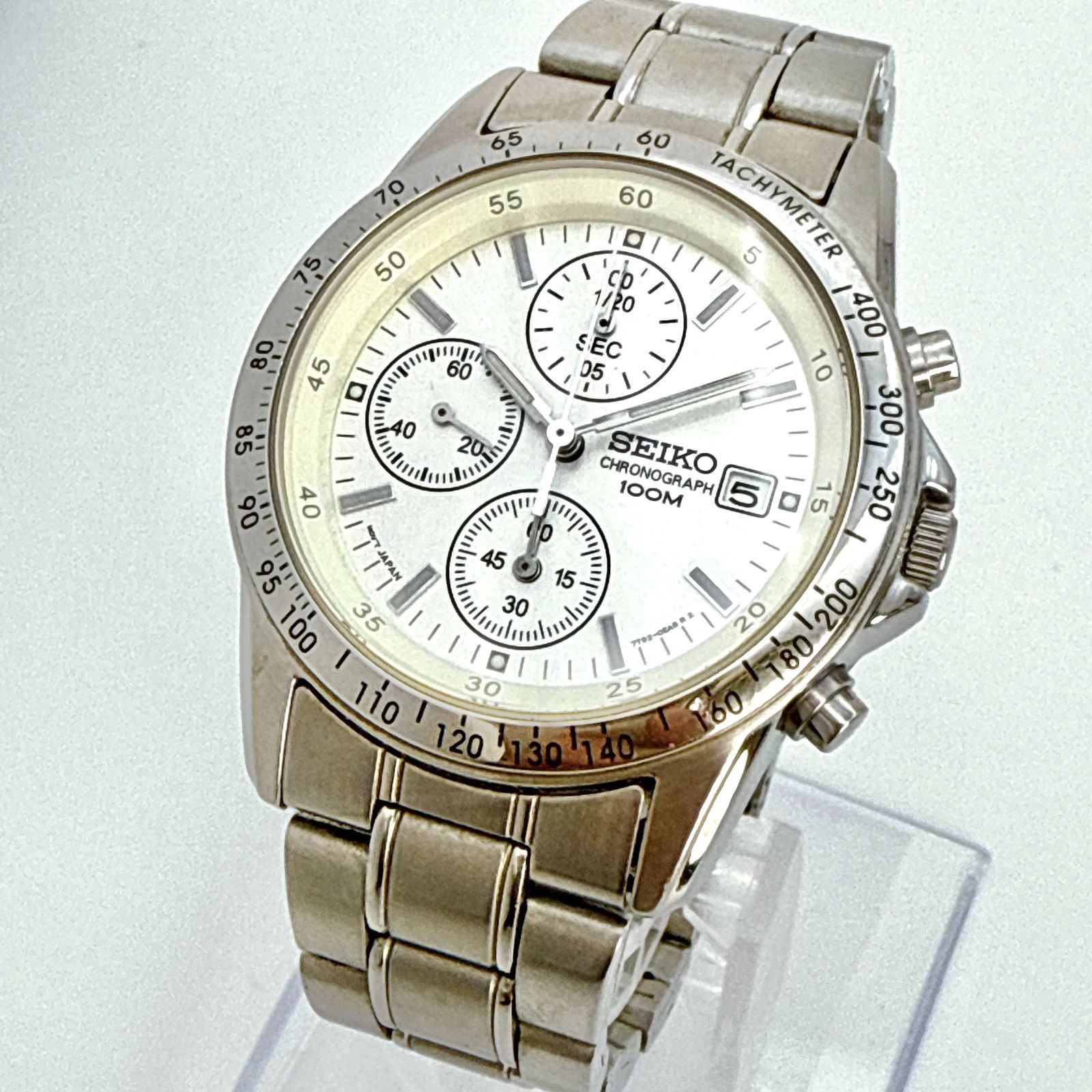 B085【稼働・美品】SEIKO CHRONOGRAPH セイコー クロノグラフ シルバー 