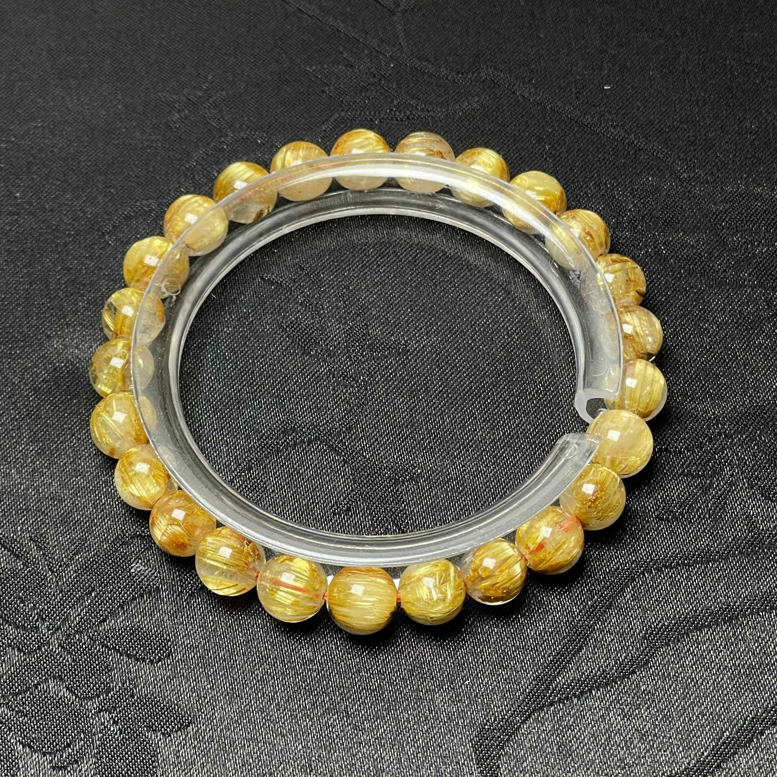 天然石☆【50A太陽花タイチンルチル】☆黄金針水晶 ブレスレット 金運