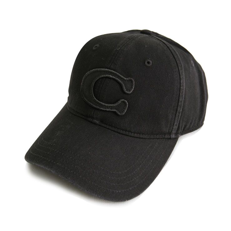 【新品】COACH ベースボールキャップ　ブラック　コットン COACH コーチ ベースボールキャップ SCULPTED C BASEBALL HAT CCN89