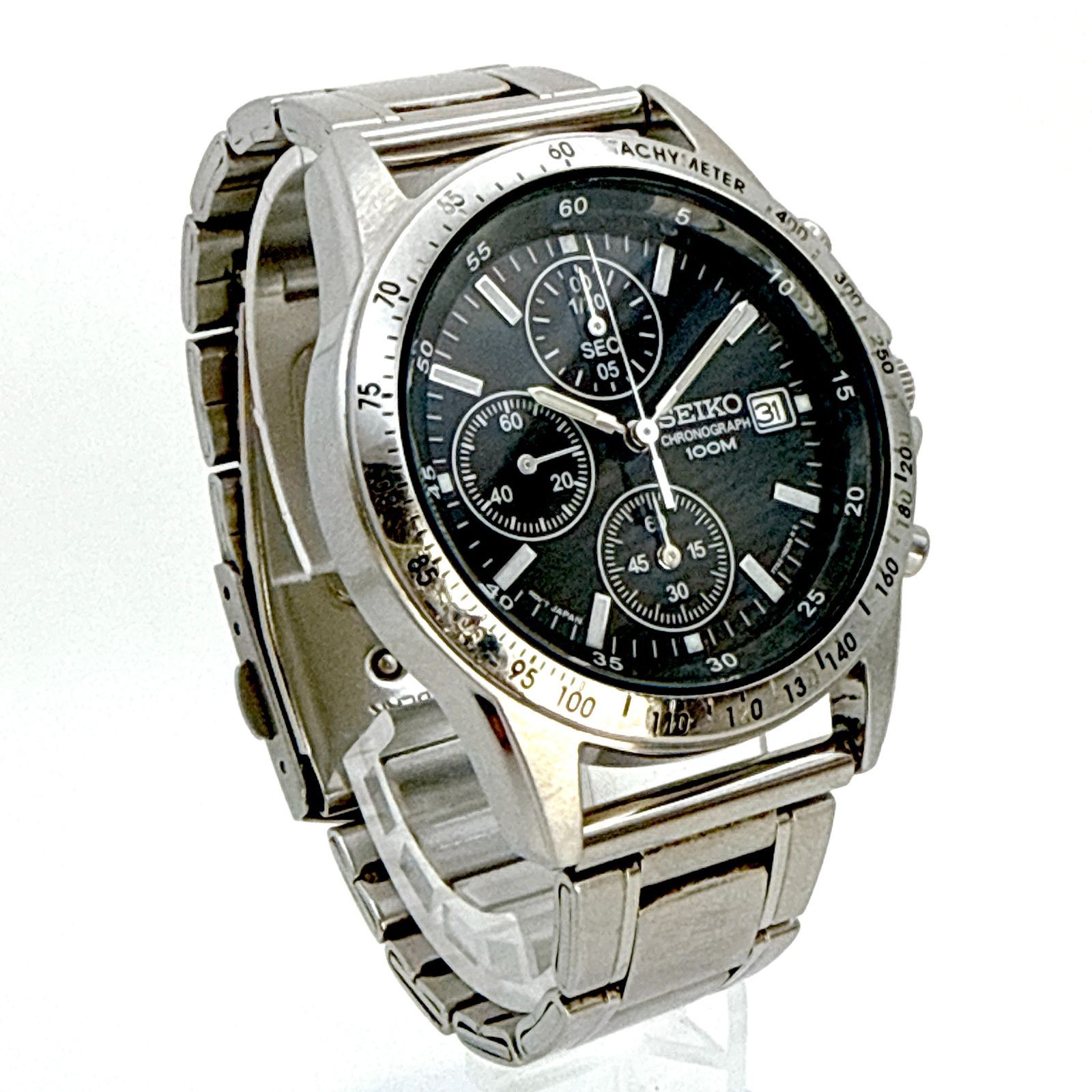 B086【稼働・美品】SEIKO CHRONOGRAPH セイコー クロノグラフ ブラック