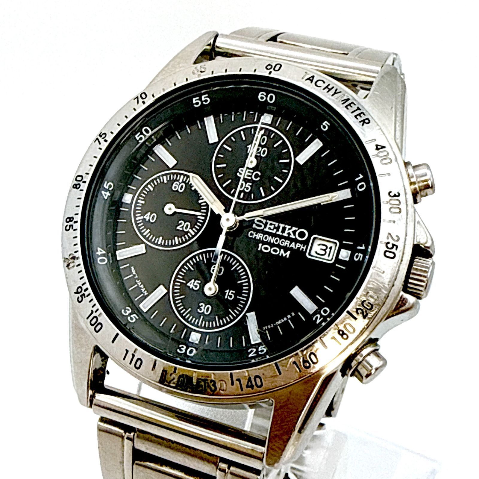 B086【稼働・美品】SEIKO CHRONOGRAPH セイコー クロノグラフ ブラック