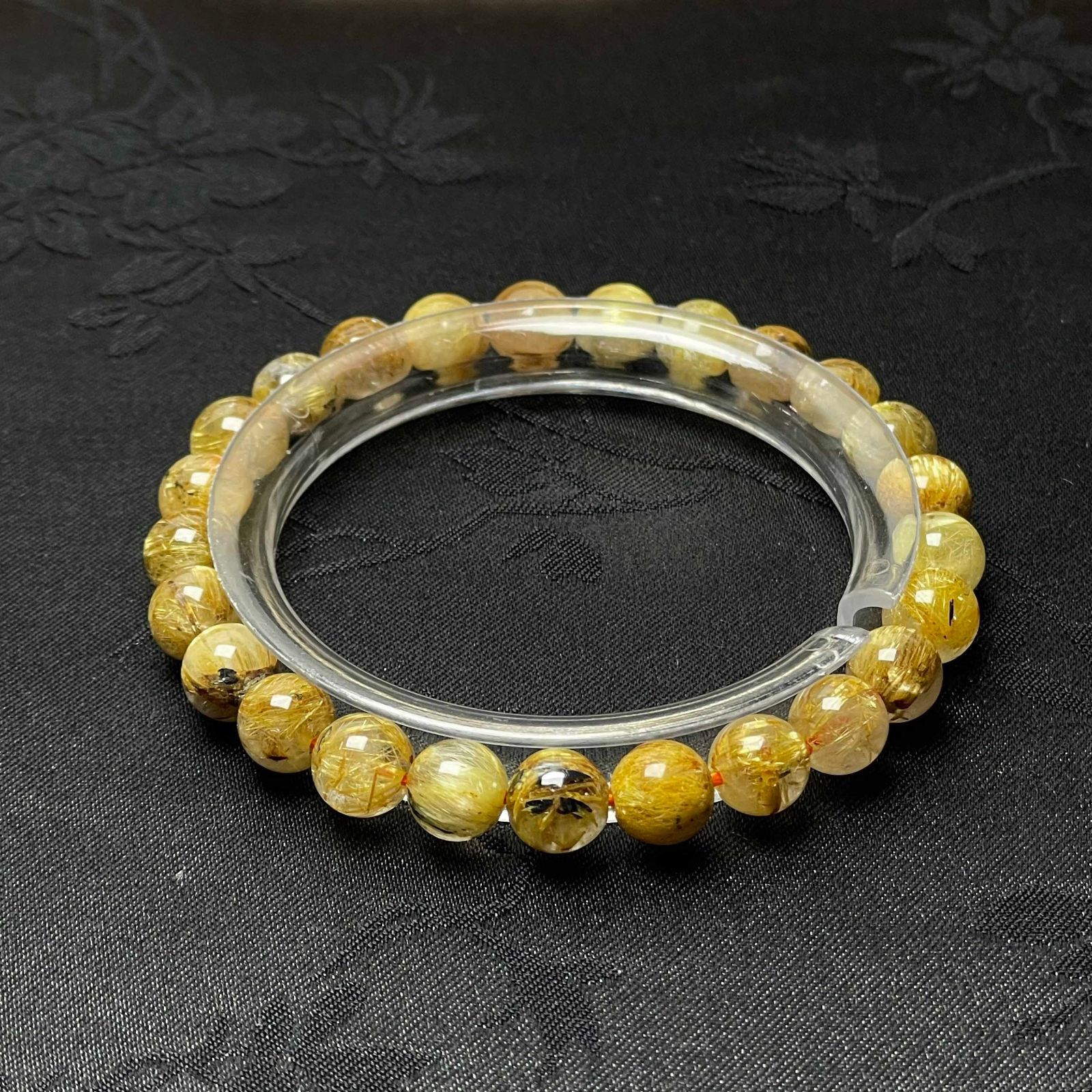 天然美品☆【50A太陽花タイチンルチル】☆黄金針水晶ブレスレット