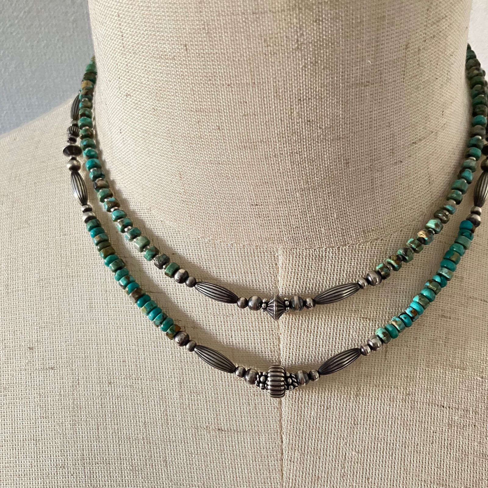 silver925ナバホパール×天然ターコイズのネックレス44cm rmucc