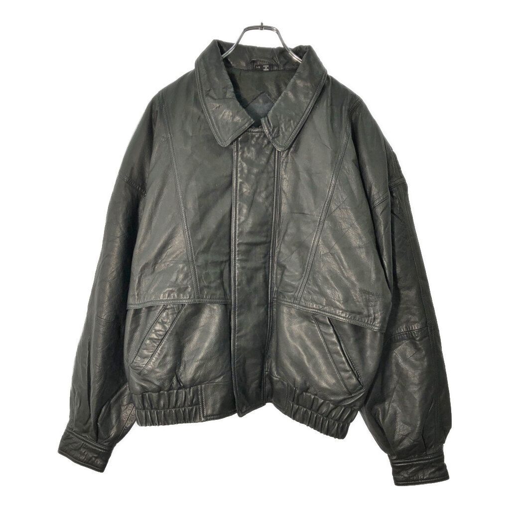 URBAN OUTERWEAR フェイクレザーフライトジャケット ブラック(メンズ L)中古 古着 X1039 URBAN OUTERWEAR フェイクレザーフライトジャケット ブラック(メンズ L