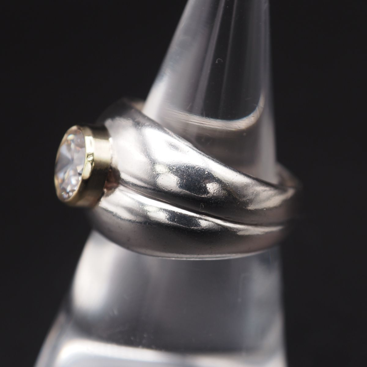L507 ダイヤモンド風 リング ゴールド デザイン シルバー 指輪 12号