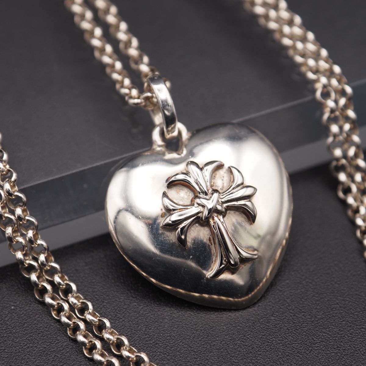 クロスハートシルバーネックレス 925刻印有り カラー選択可能！12