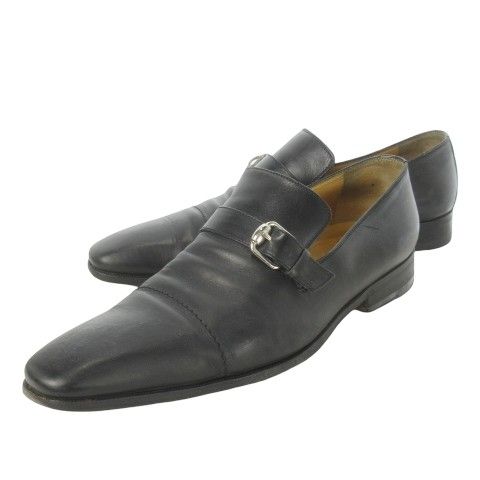 グッチ GUCCI ビジネスシューズ スリッポン ベルト ストレートステッチ レザー 革 42 27.0cm 黒 ブラック /CK22 GY17