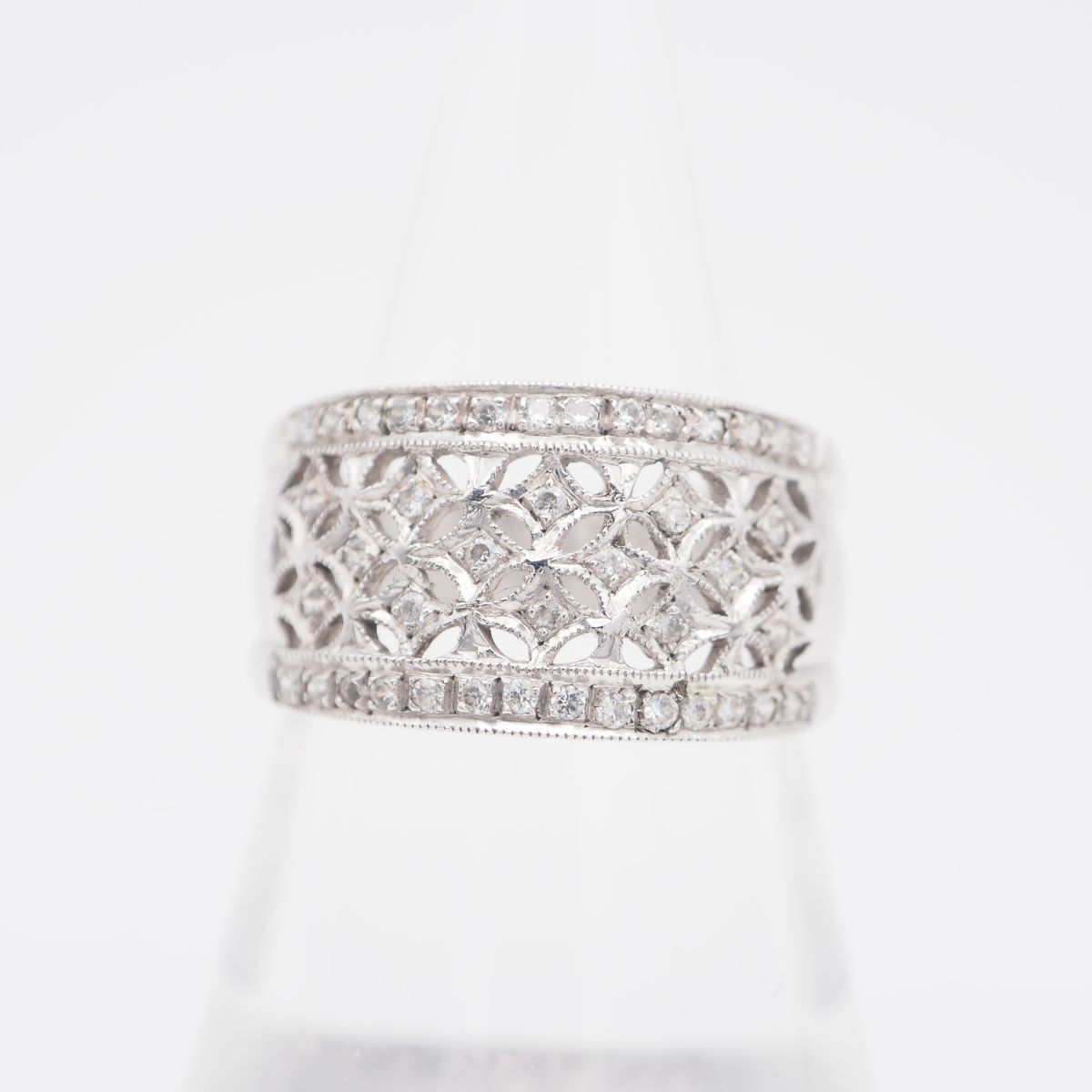 シルバーリング ダイヤモンド風 L597 ダイヤモンド風 リング 透かし彫り デザイン シルバー 指輪 13号