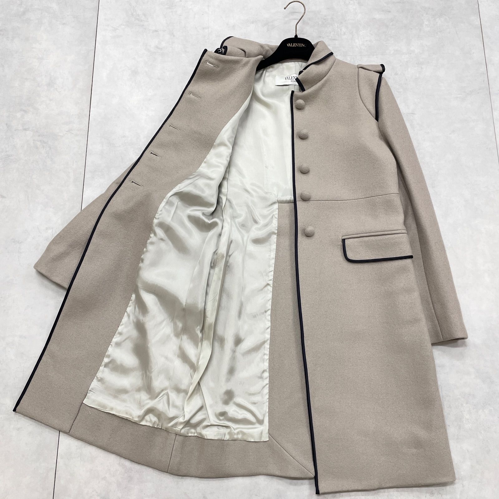 VELENTINO ヴァレンティノ ロングコート フリル パイピング モヘヤ