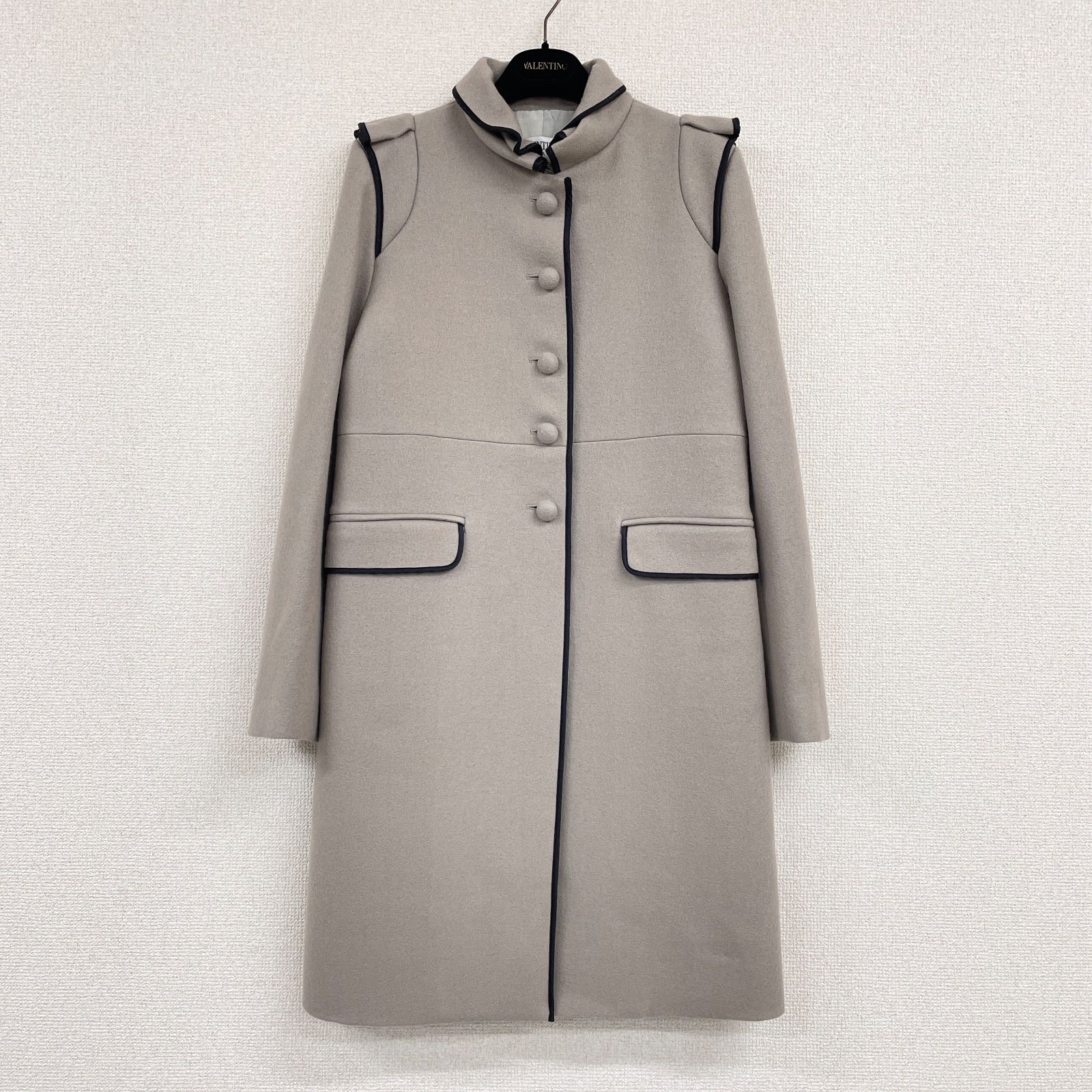 VELENTINO ヴァレンティノ ロングコート フリル パイピング モヘヤ