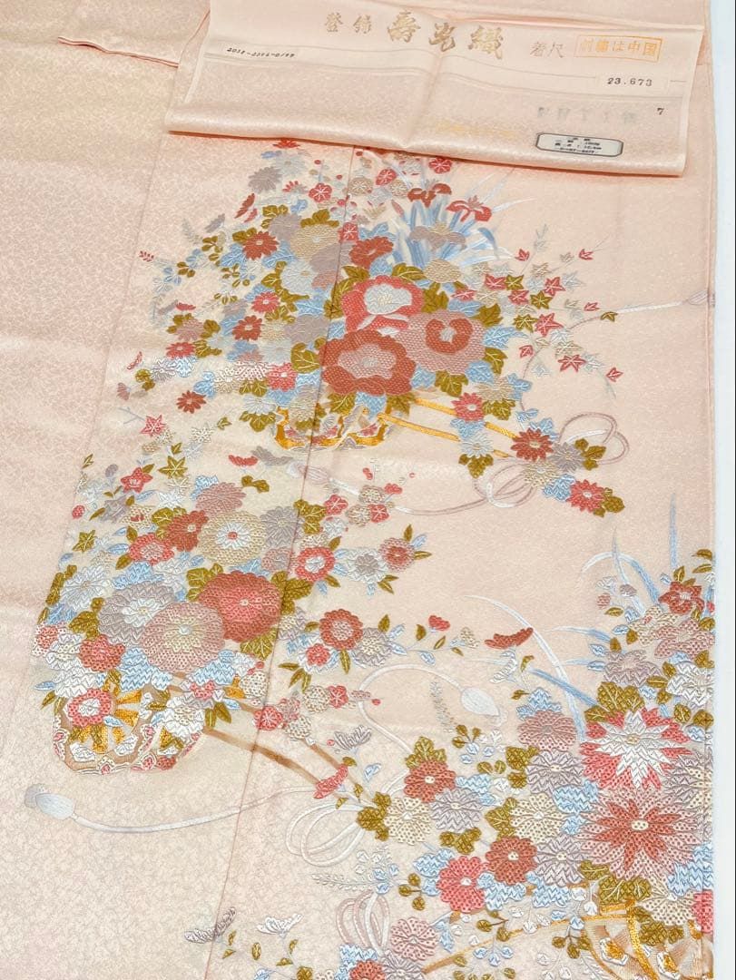 蘇州刺繍 寿光織 付け下げ 訪問着 金駒 正絹 躾糸付き A136 - メルカリ