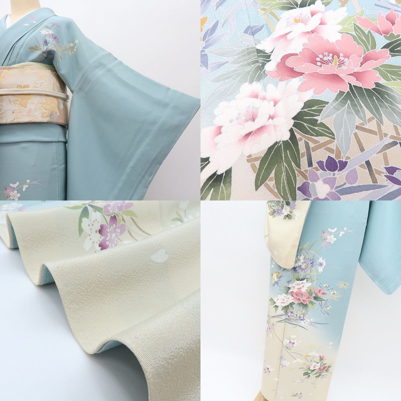 Y3858◇未着用 正絹 刺繡 仕付け糸付 トールサイズ 付下げ 着物 Y3858◇未着用 正絹 刺繡 仕付け糸付 トールサイズ 付下げ 着物 訪問着・