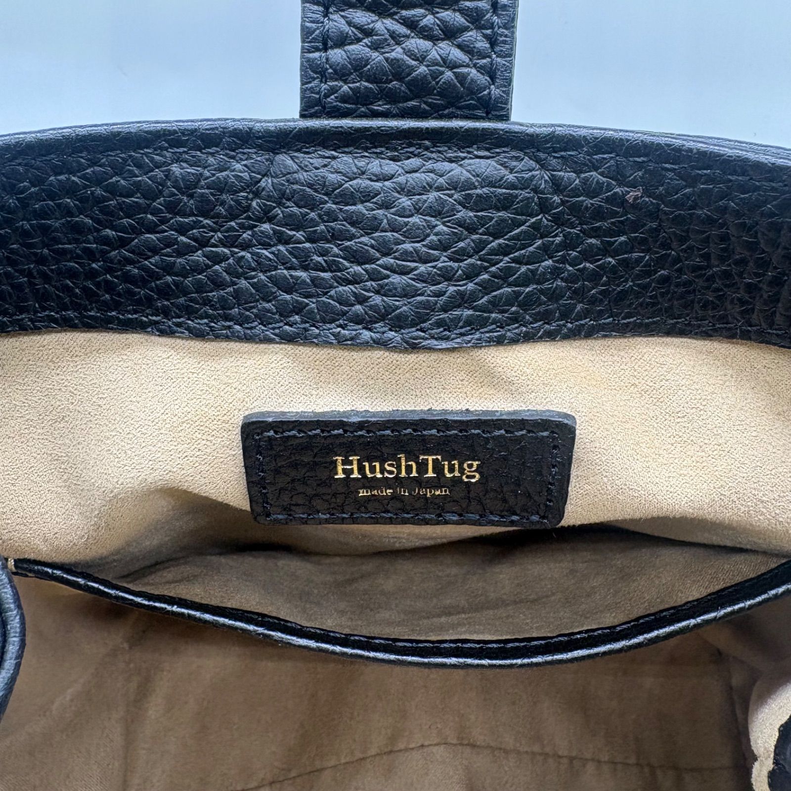 Hushtugハッシュタグ 巾着レザーバッグ ブラック 野方店 - メルカリ