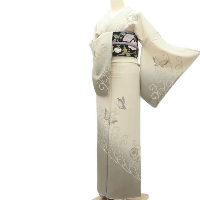 Y3938◇美品 正絹 仕付け糸付 手縫い仕立て 小紋 着物 百華❀Y4263◇美品未着用 村上一光落款 蝶 仕付け糸付 手縫い仕立て