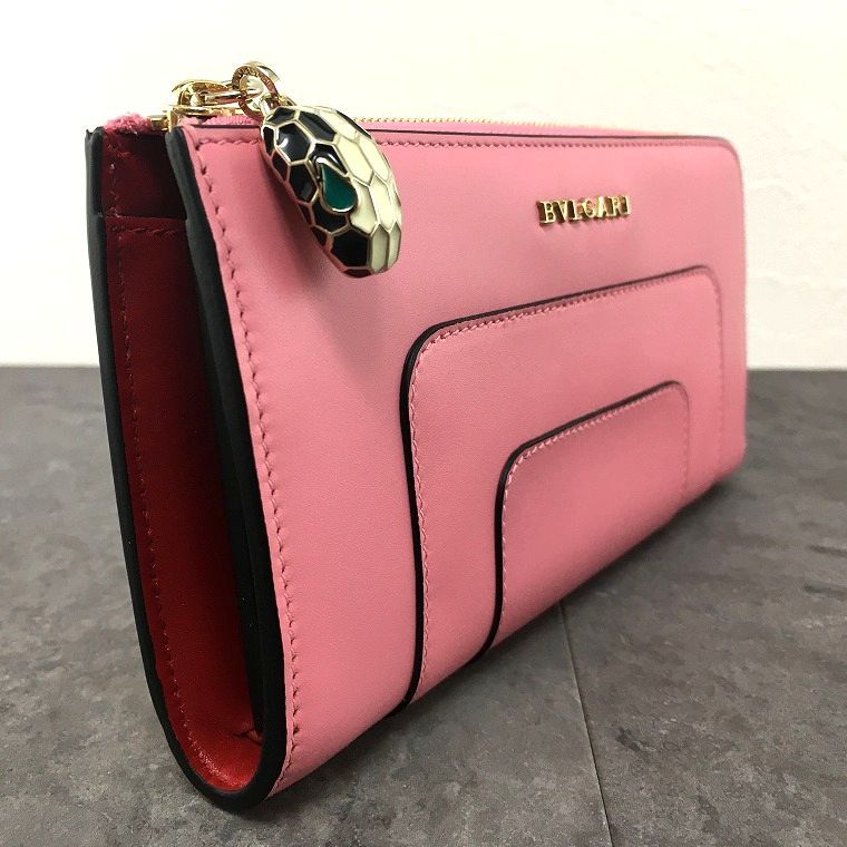 送料込み！ 未使用品 BVLGARI L字ファスナー長財布 ピンク