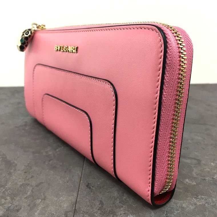 送料込み！ 未使用品 BVLGARI L字ファスナー長財布 ピンク