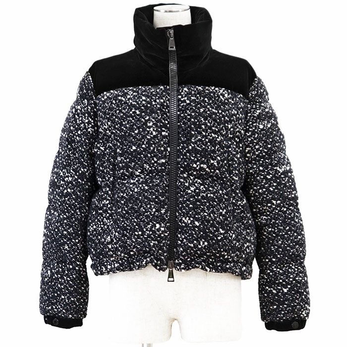 新品 MONCLER　希少　ツイード　キルティング　ダウンジャケット ラメ MONCLER】Outardeショートダウンジャケット ツイード ロゴ (MONCLER