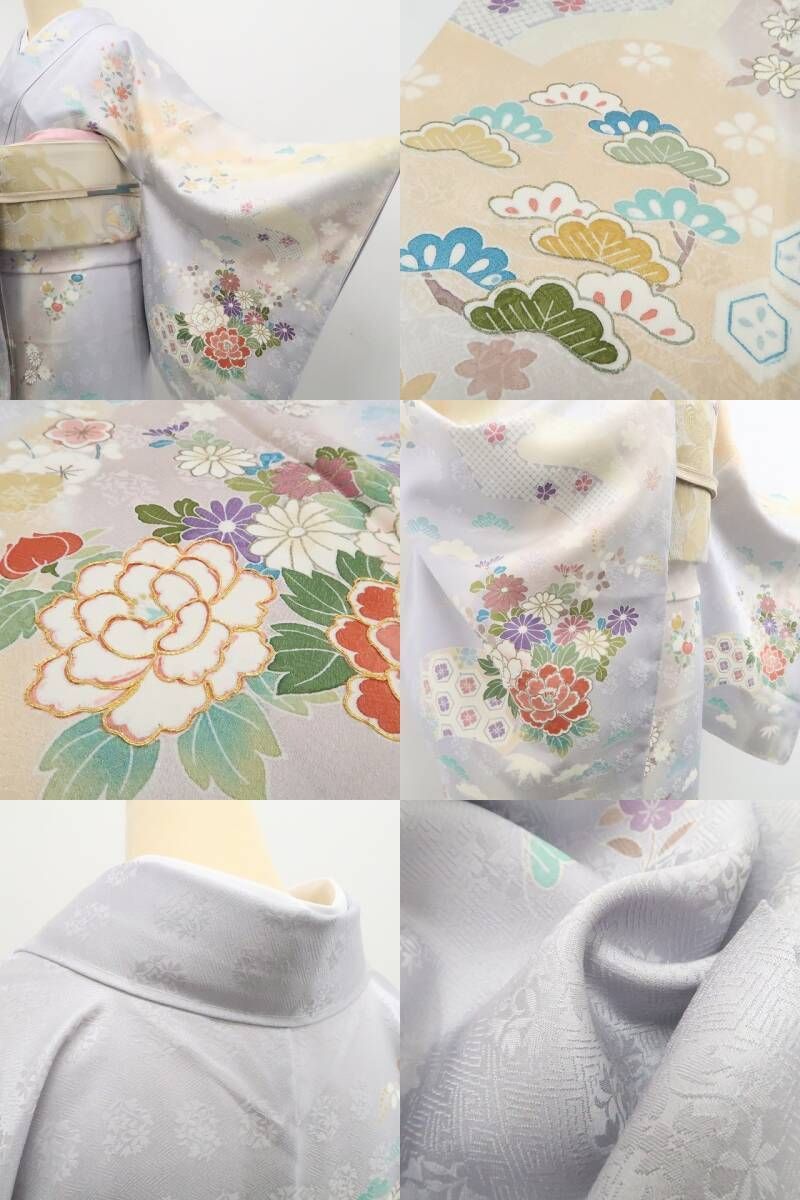 ❁tomihisa❁新品 京友禅 金駒刺繍 着物 正絹 仕付け糸付”晴れやかに