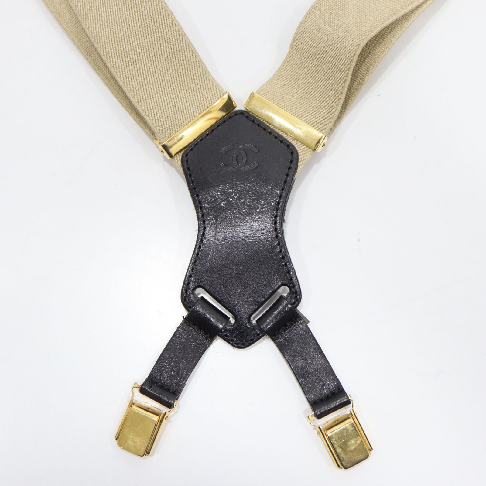 ❣*K様 CHANEL キャンバス サスペンダー ベージュ CHANEL シャネル サスペンダー ロゴ キャンバス ベージュ 服飾小物 箱