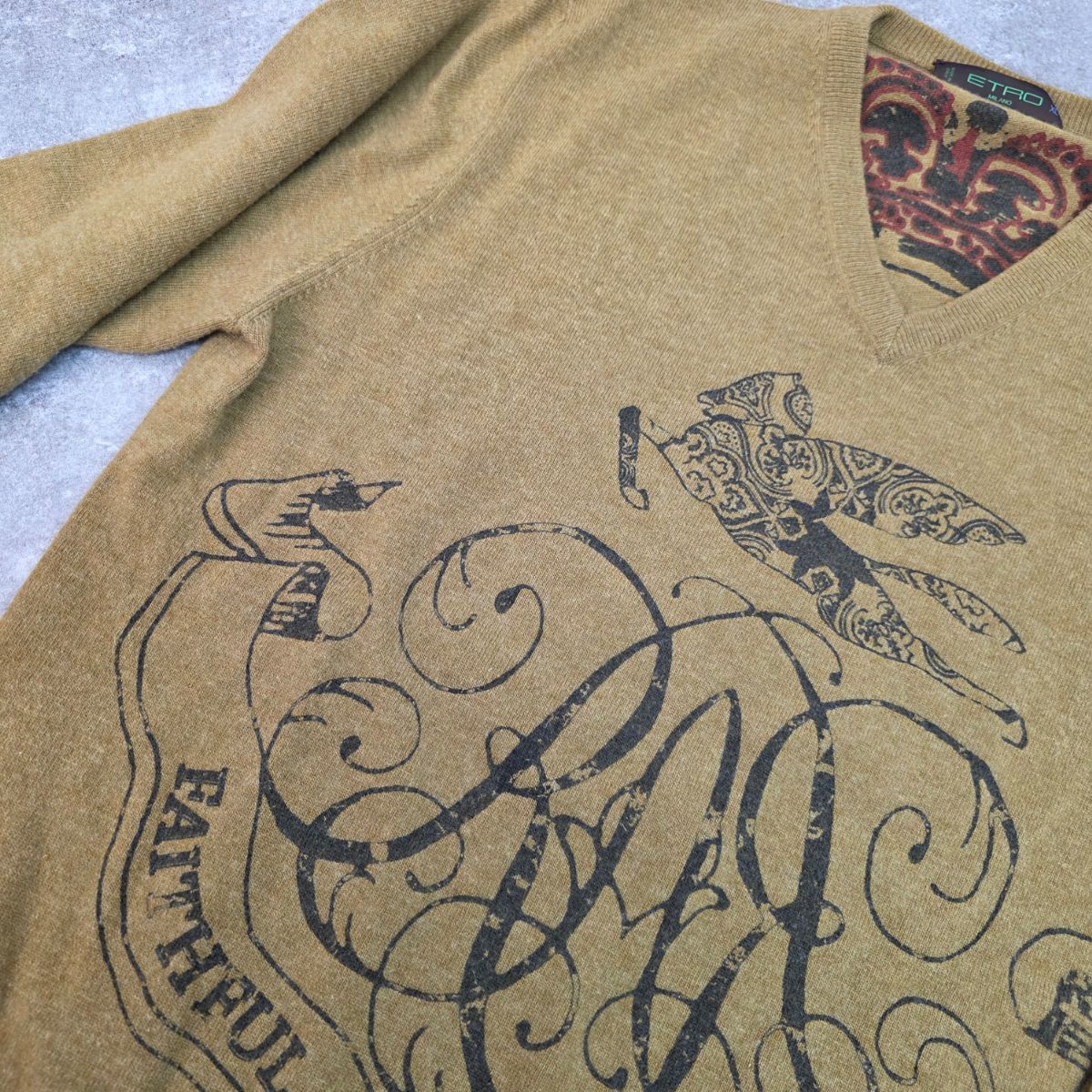 ETRO エトロ ペガソ 馬 ペイズリー セーター ニット メンズ XL 中古