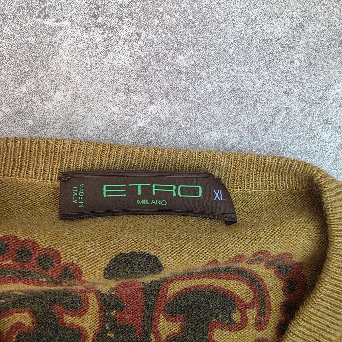 ETRO エトロ ペガソ 馬 ペイズリー セーター ニット メンズ XL 中古 